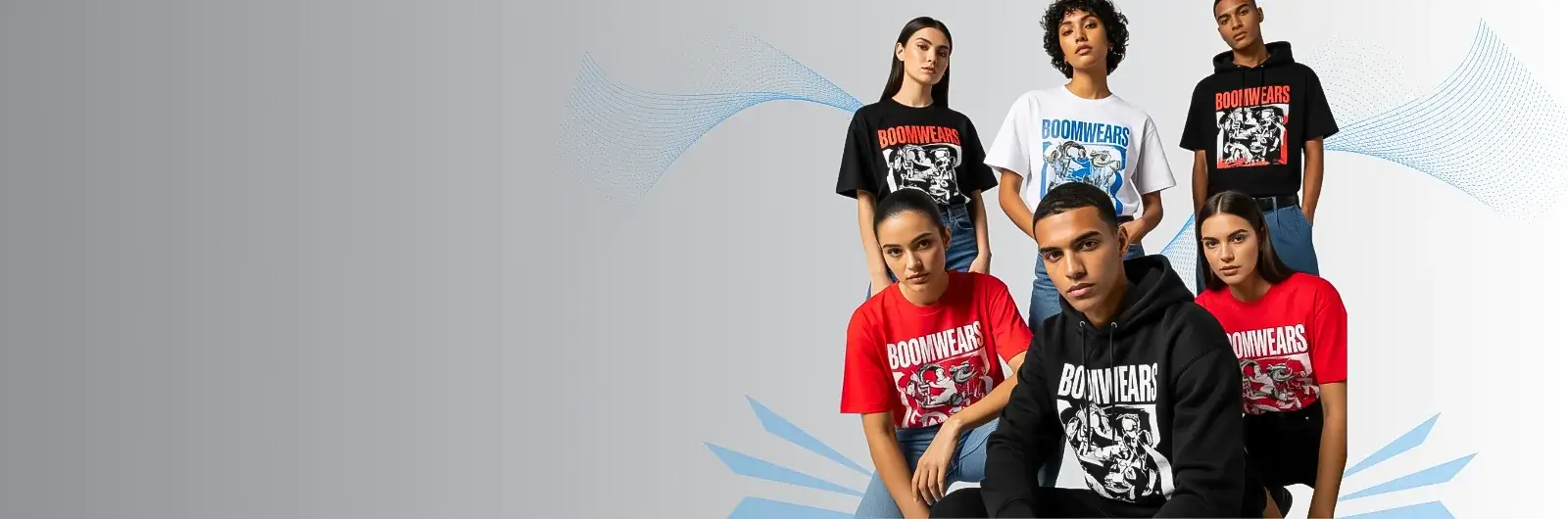 Unisex streetwear collection by Boomwears with bold graphic prints